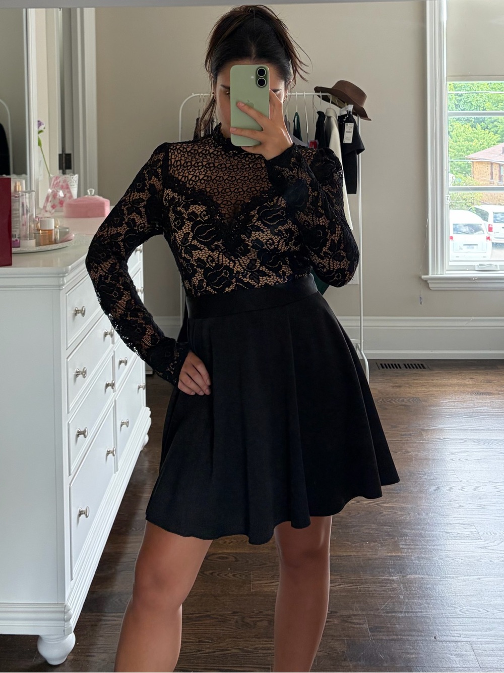 NIKIBIKI Black Guipure Long-sleeve Dress